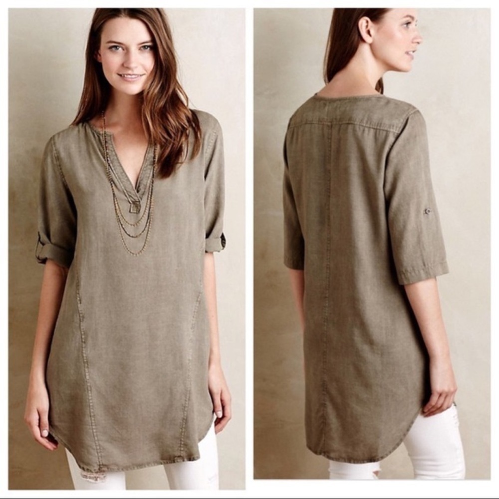 Anthropologie Cloth & Stone Gray Washed Tunic Size: S